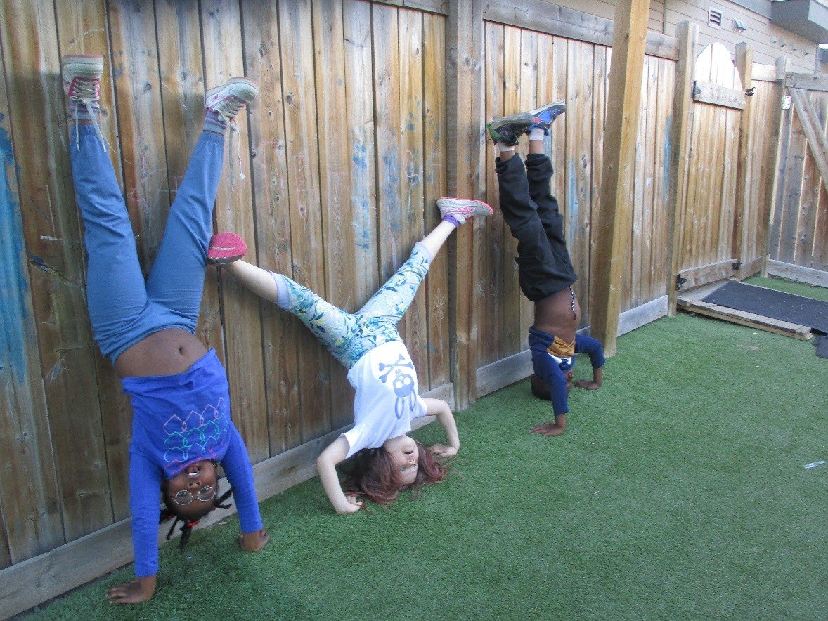 Children doing handstands